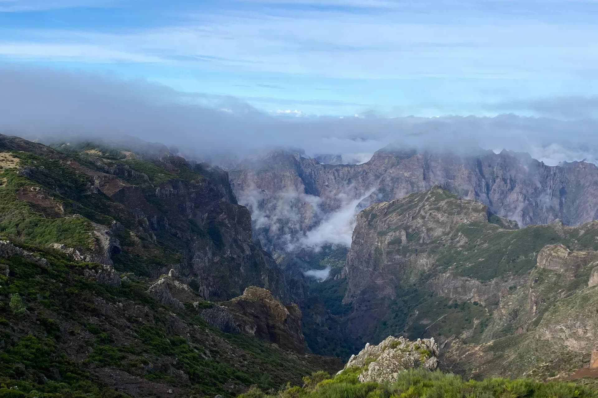 Mist drifting through the rugged central mountain peaks